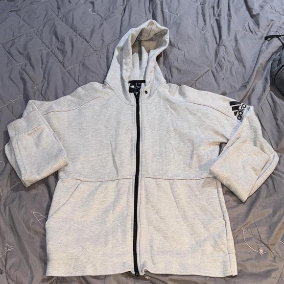 ADIDAS HEATHER GREY ZIP UP SWEATER - Picture 4 of 5